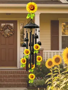 Outdoor Sunflower Wind Chime, 36" Aluminum Gift, Home Garden Patio Decoration, Birthday Sunshine Gift, Women's Memorial Gift