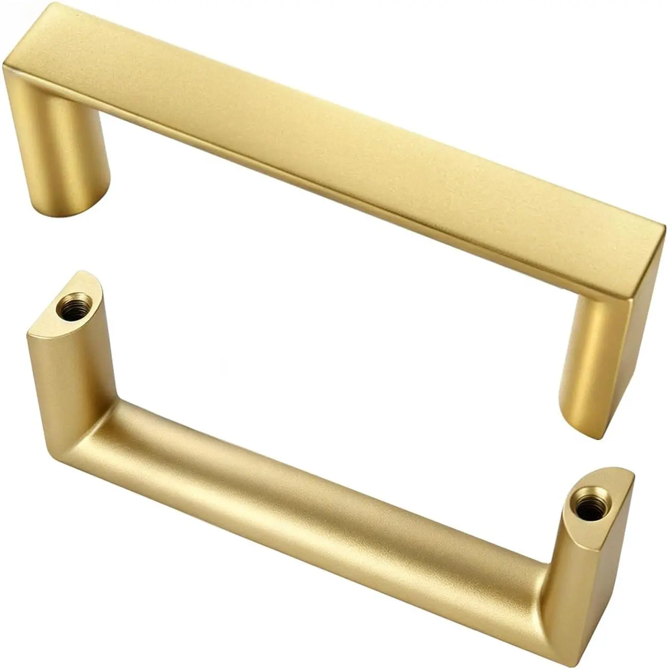 10 Pack Cabinet Pulls, 3 Inch (76mm) Solid Square  Metal Drawer Handles, Brushed Brass Hardware for Kitchen Cabinets, Cupboards & Dressers