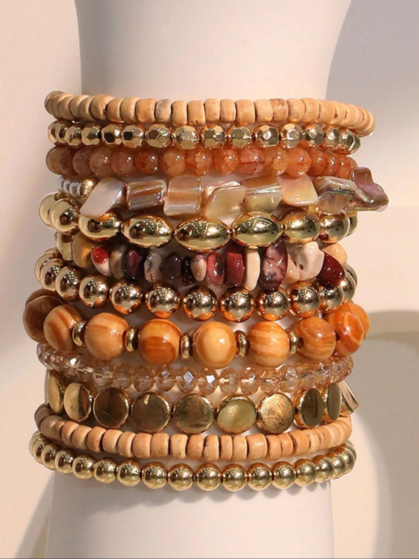 Boho Style Beaded Bracelet Set, Fashion Handmade Beaded Bracelet for Women & Girls, Casual Trendy Accessories for Party, Daily Clothing Decor, Bohemian Bracelets