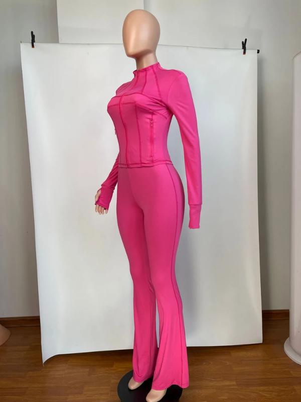 Fall Women Clothes Two Piece Flared Pants Tracksuits Set Casual Gym Active Wear 2 Piece Set Lounge Womens Matching Sets Womenswear Comfort