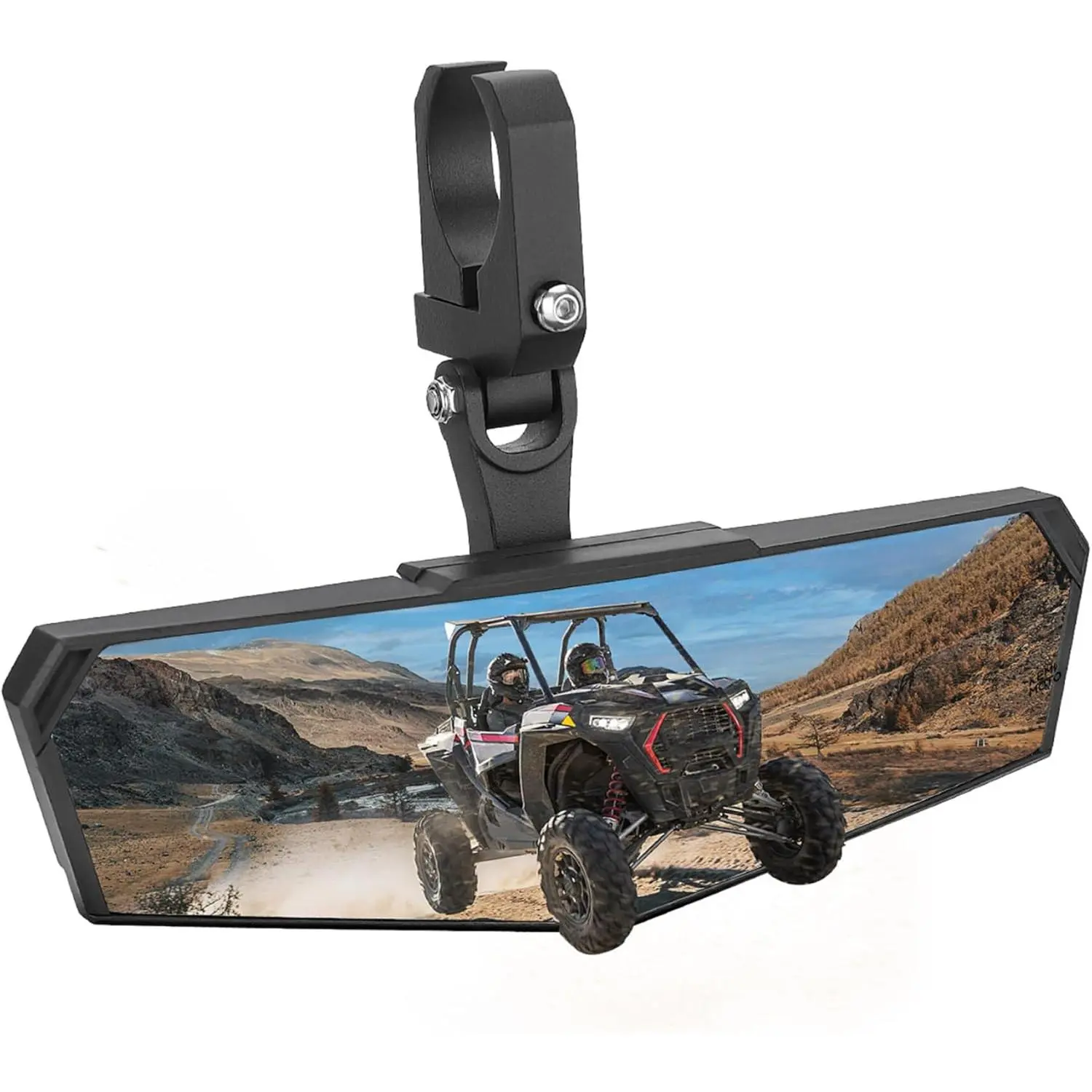 UTV Rear View Mirror, SXS UTV Mirror Clear View with 1.5-2 inch 360° Adjustable Low Profile Aluminum Clamp Compatible with Polaris RZR 1000 Pioneer Talon Kawasaki KRX Mule Can Am X3 Zforce