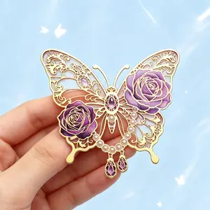 Three Unique Metal Butterfly Bookmarks, Hollow Multicolor Design, Creative and Elegant, Ideal for Reading Lovers, DIY Craft Material, Perfect Gift