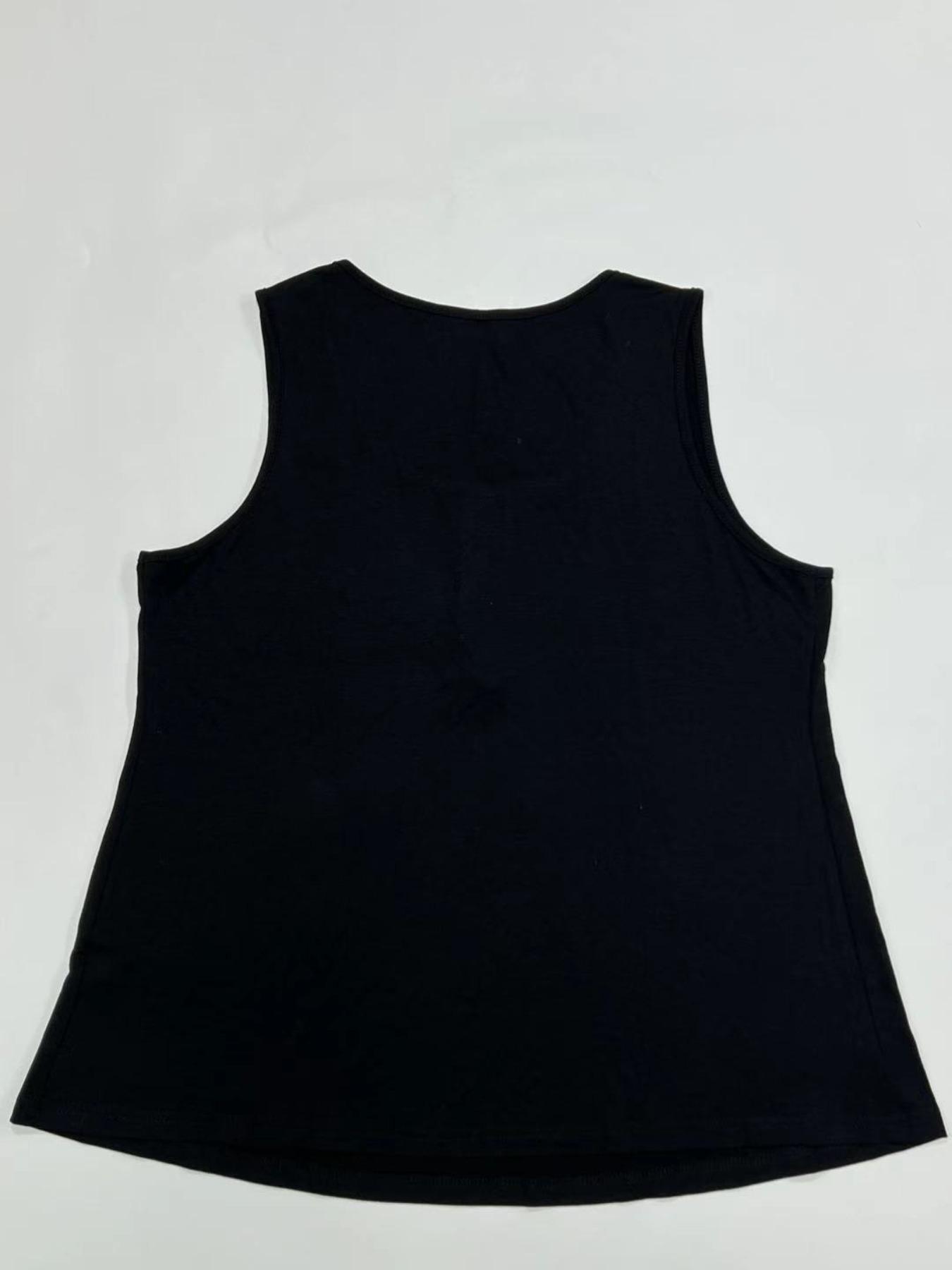 Summer New Trend Large Size Women's Tank Button Casual Vest, Fitted Plain Design, Perfect for Daily Wear, Comfortable and Stylish