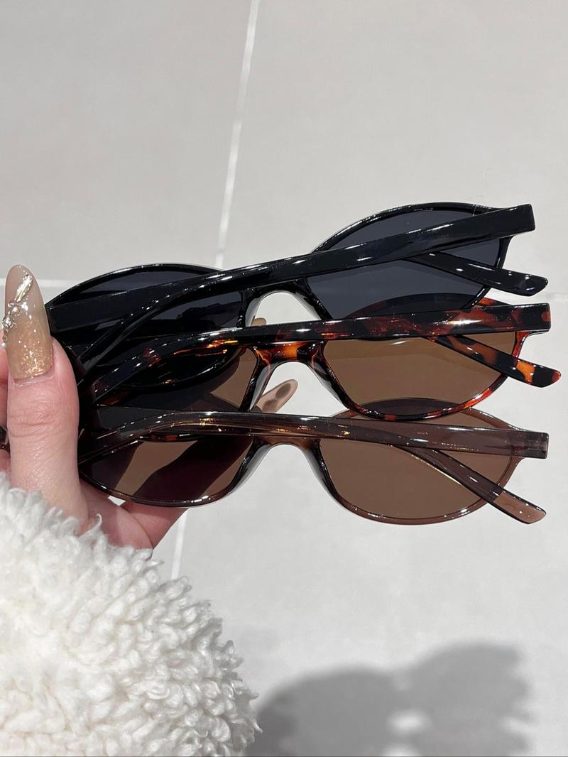 Women's Trendy Tinted Lens Oval Frame Sunglasses, Vintage Casual Sunglasses for Everyday Use, Fashion Accessories for Outdoor Activities, Trendy Beach Eyewear