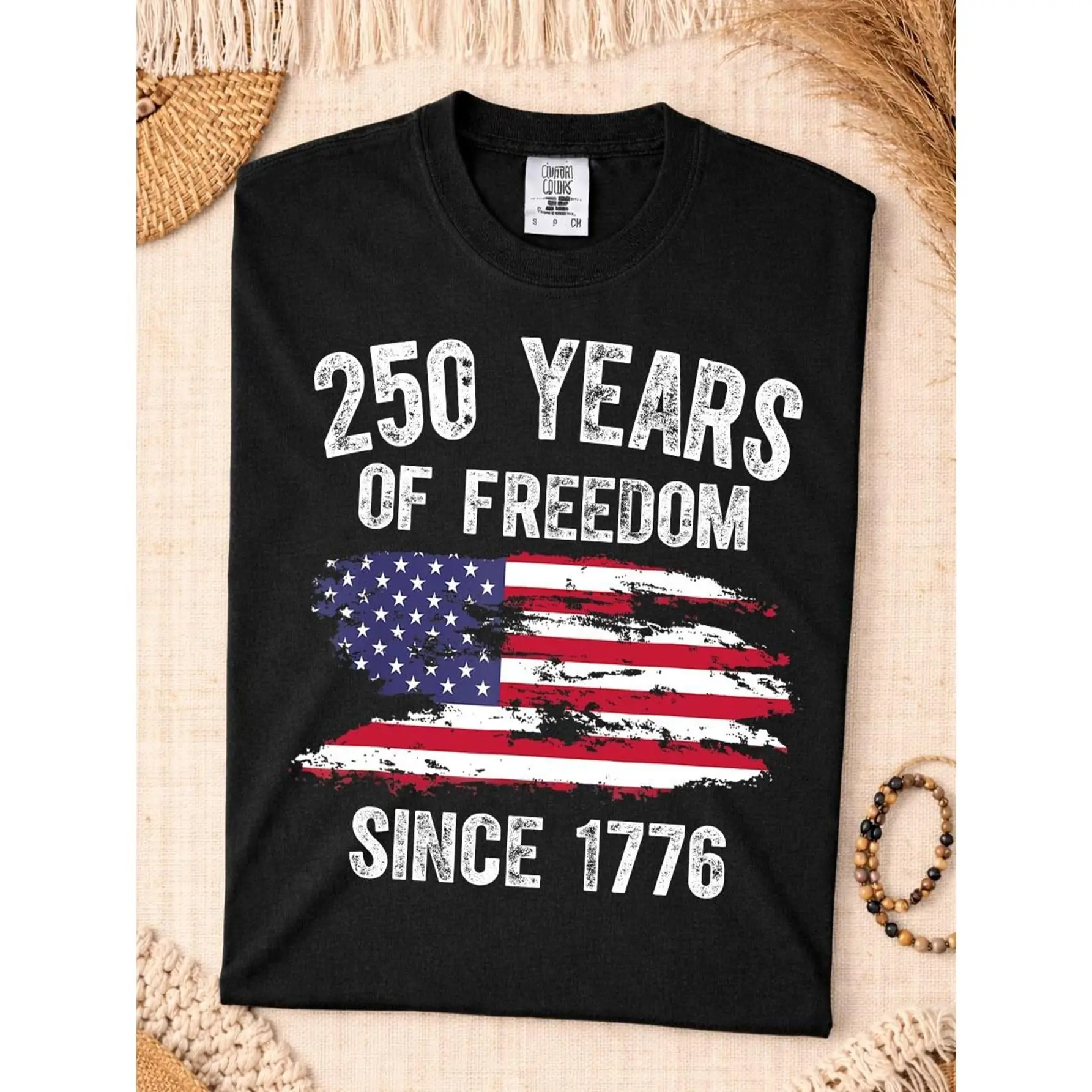 Unisex Stylish Letter Print | Surprise Gift | 180g Casual Crew-Neck T-Shirt (Regular Fit) – Suitable for Spring & Summer. Perfect for Flag Day and the U.S. 250th Anniversary Celebration.