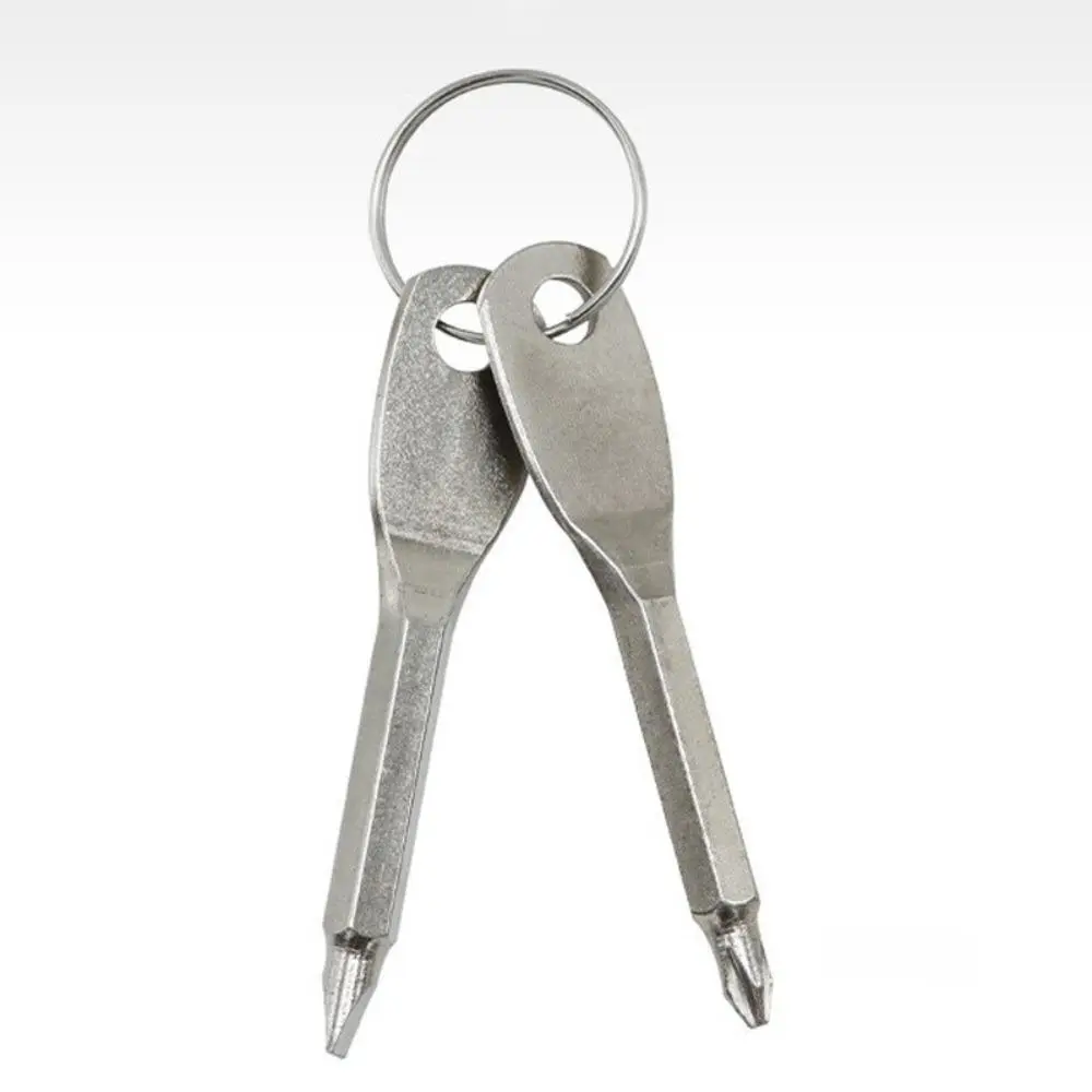 Mini Screwdriver Keychain 2-Piece Set, Portable Hardware EDC Gear with Cross & Flat Heads for Travel, Camping & Outdoor Lovers, Flat Head Screwdriver