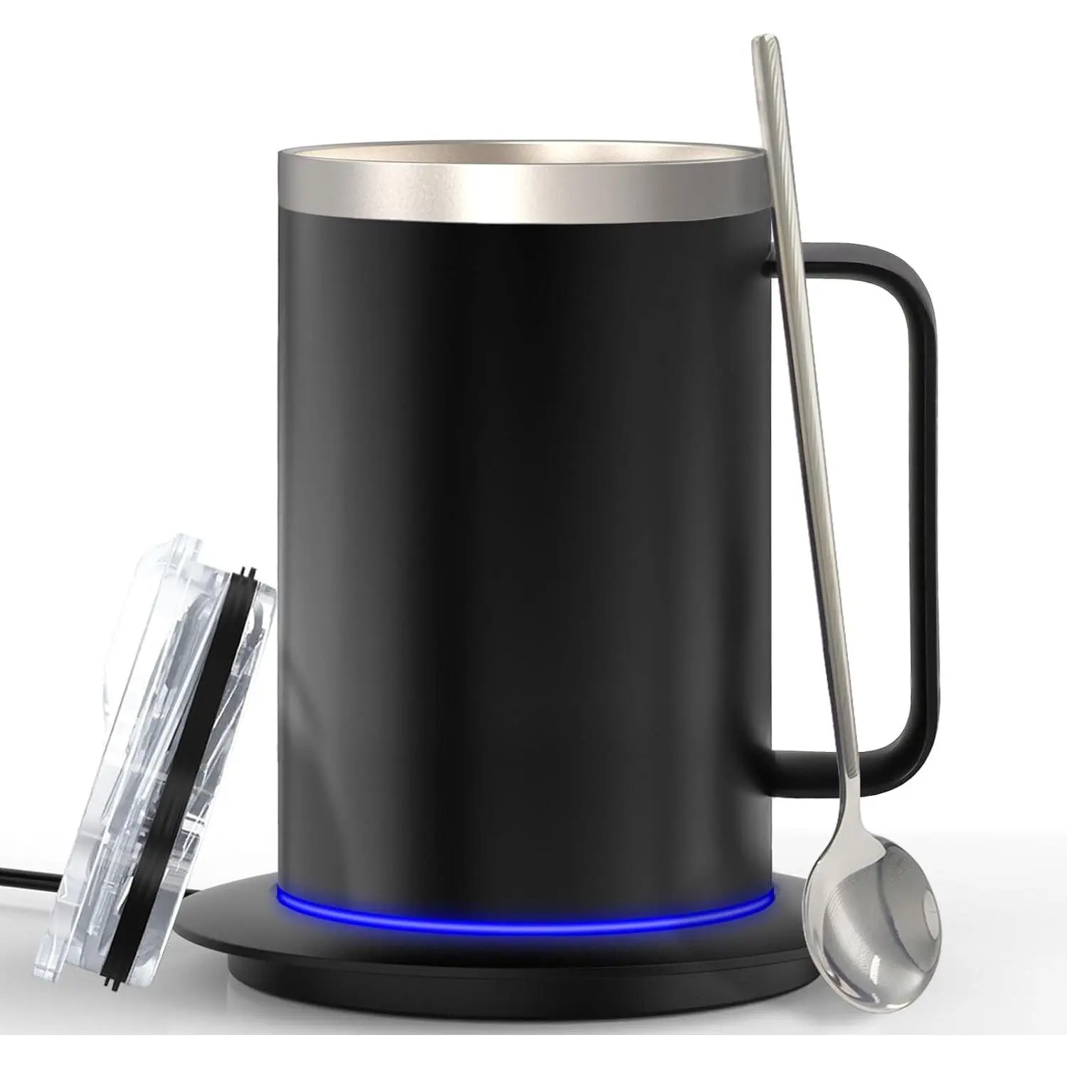 Smart Temperature Control Coffee Mug for Desk,Heated Cup with 10Hrs Auto Shut Off, USB Powered Mug Warmer Set (14oz-Black)