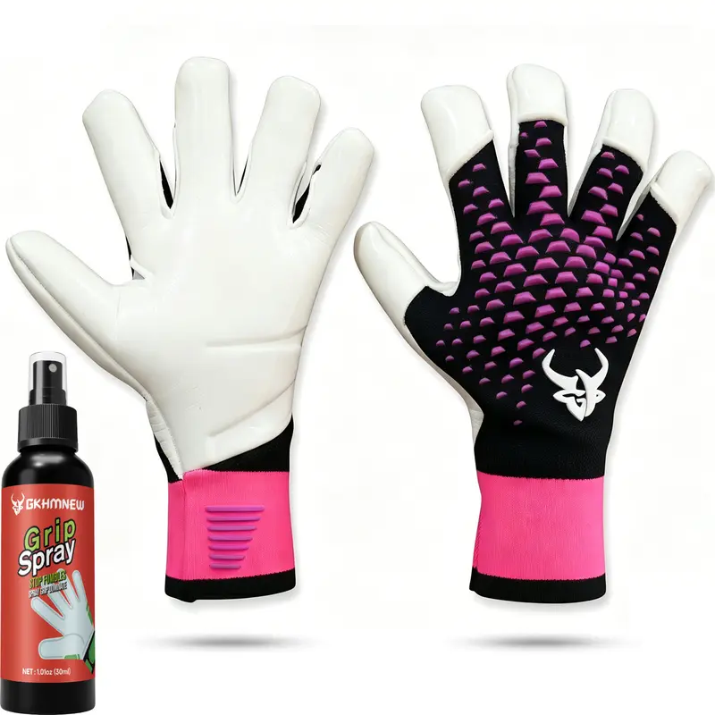 GKHMNEW Football Goalkeeper Gloves - Anti-Skid Composite Leather, Tear-Resistant Latex Palm Soccer Gear for Youth & Adults, Strong Grip Goalkeeper Equipment Includes 30ml Grip Spray
