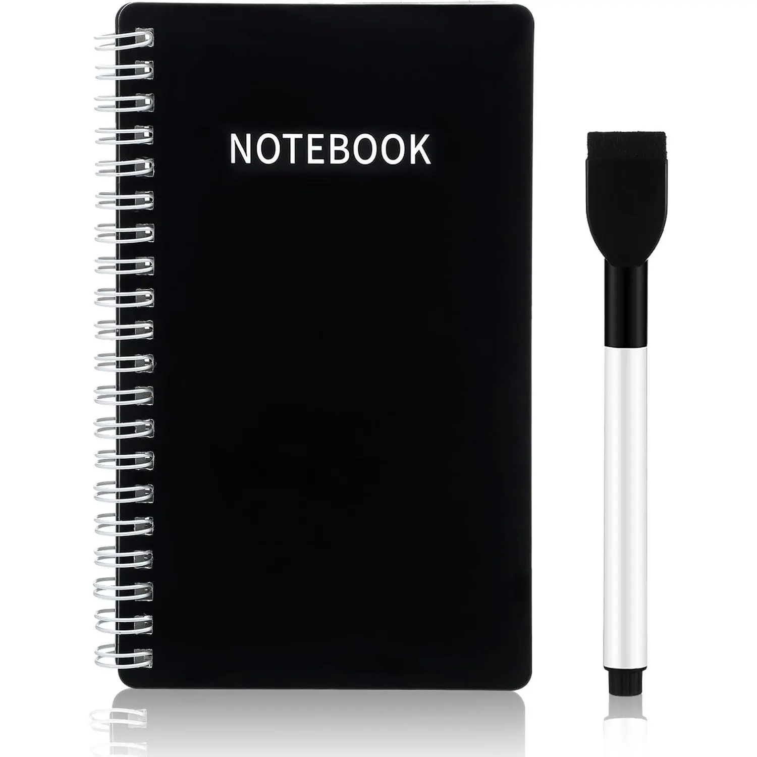 Portable White Board Dry Erase Notebook 4 x 7 Inch Mini White Board Dry Erase  Notebook for Study, Meeting, Planning, Black