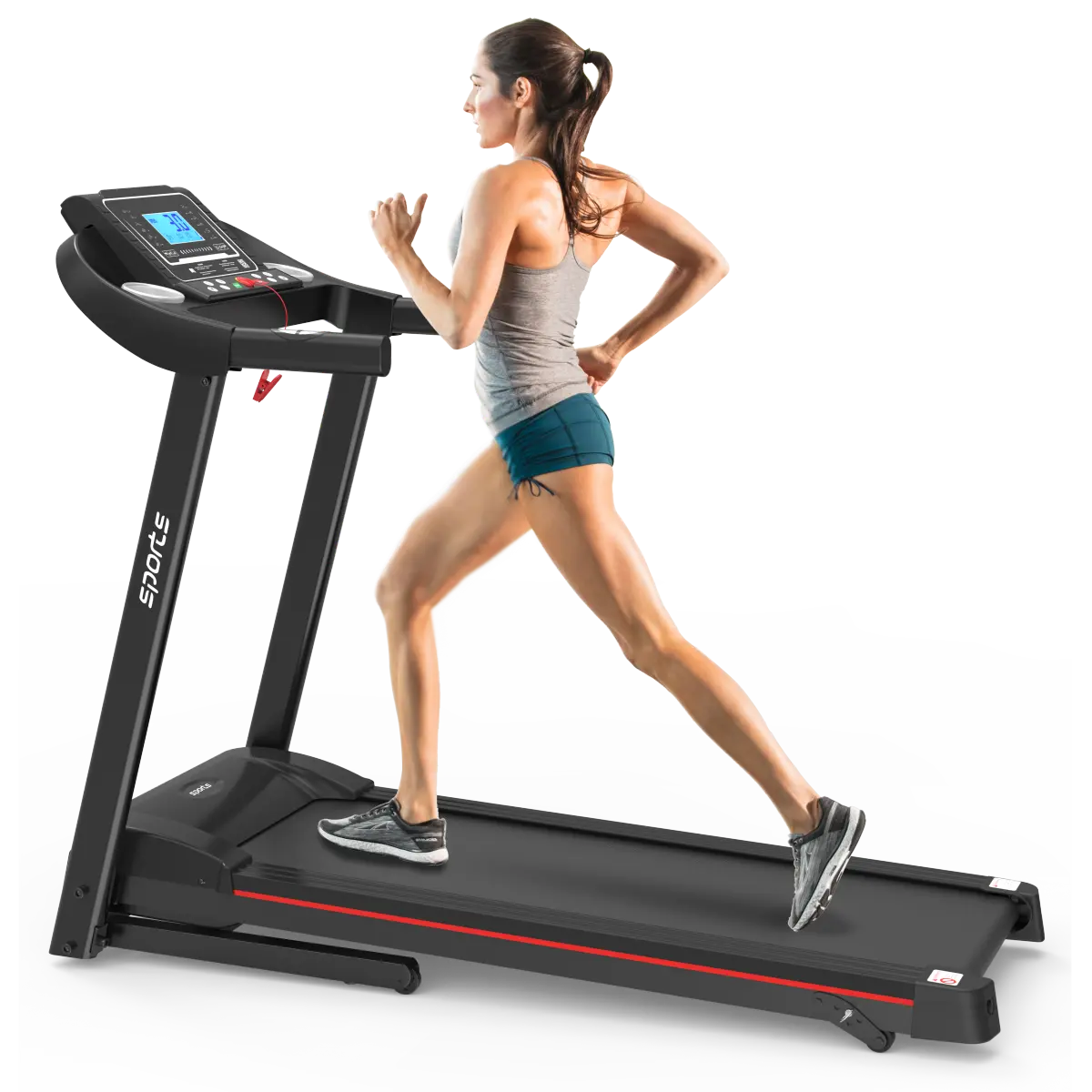 Fitshow App Foldable Incline Treadmill for Home Whole Body Workouts, Silent Electric Walking Running Machine with 5" LCD Screen, Bluetooth Music, Adjustable Settings, Auto Folding Up, 250 LB Capacity, 50.4 in*46.5 in*24.8 in Dimensions