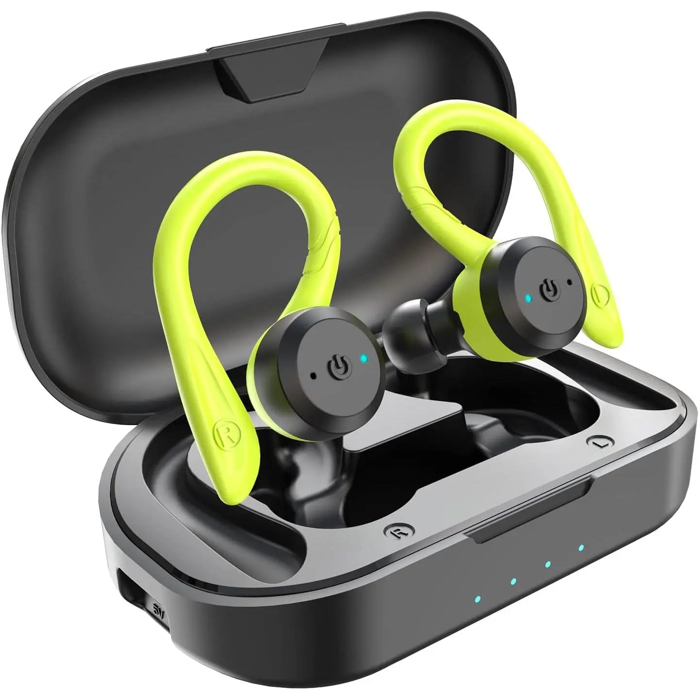 Bluetooth Headphones True Wireless Earbuds with Charging Case IPX7 Waterproof Stereo Sound Earphones Built-in Mic in-Ear Headsets Deep Bass for Sport Running Green