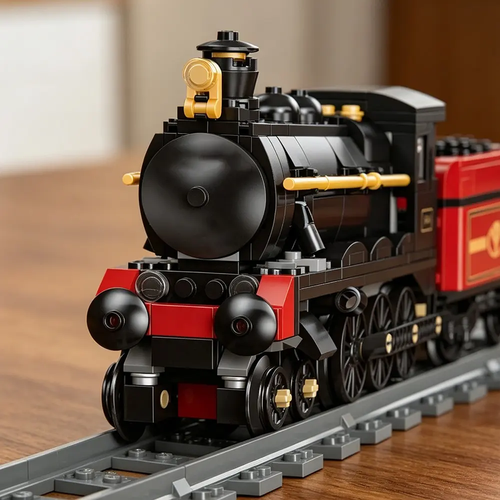1033pcs City Simulation Vintage Steam Train Blocks, Large Size Traffic Train Model, Model Building Kits, High Difficulty Assembly, Christmas, Halloween, Birthday Gift