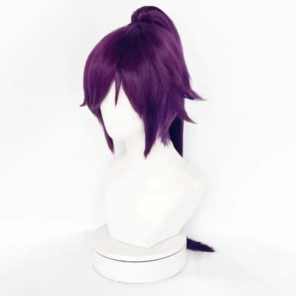 Shihouin Yoruichi Cosplay Wigs High-temperature Fiber Synthetic Hair Purple Mixed Long Chip Ponytail