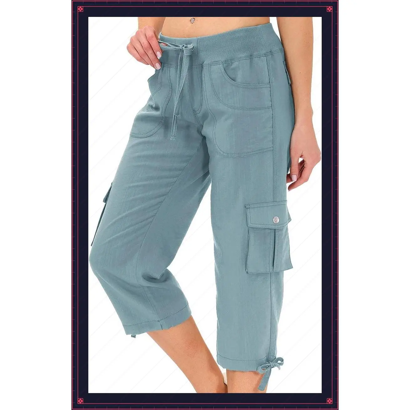 Women's Lightweight Cargo Capri Pants with Pockets Loose Fit Casual Dressy Hiking CaprisGift