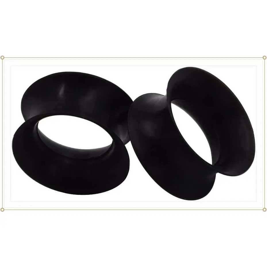 2 PC Extra Soft Silicone Flexible Ear Skin Tunnels Plugs Expanders Gauges Hollow Body Piercing 8G-25mmGift