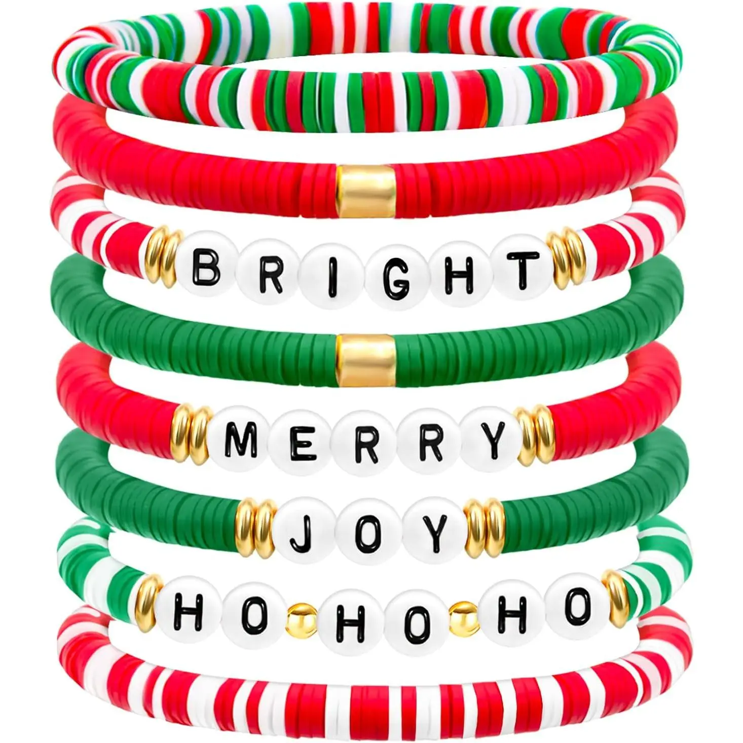 Christmas Bracelet for Women Elastic Stackable Letter Christmas Bracelets Bulk Clay Bead Bracelet Xmas Heishi Surfer Bracelets Set Y2K Party  Holiday Gifts