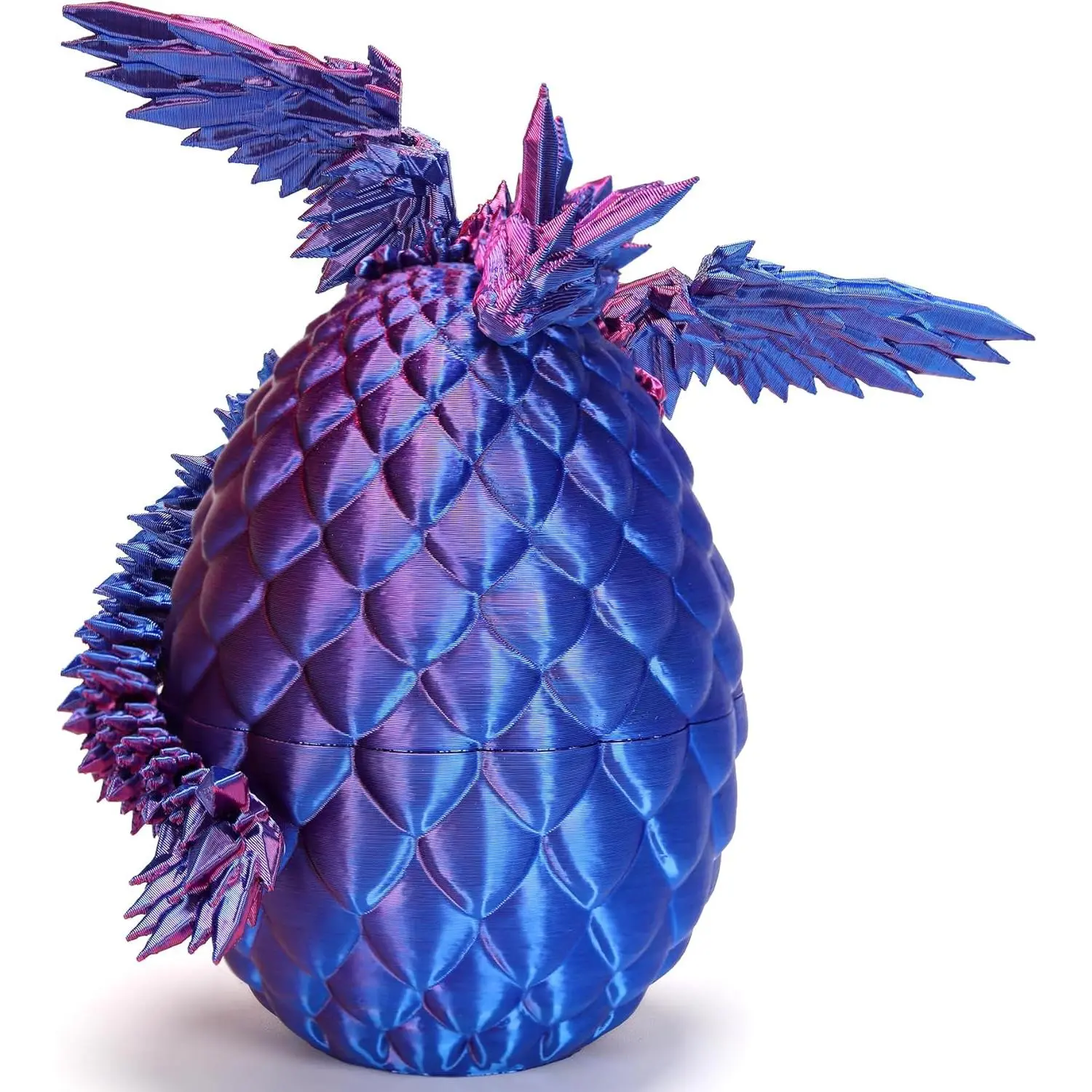 3D Printed Articulated Crystal Dragon Dinosaur Egg Fidget Toy - Prefilled Easter Basket Stuffer, Christmas Gift for Kids (Purple Flying Dragon)