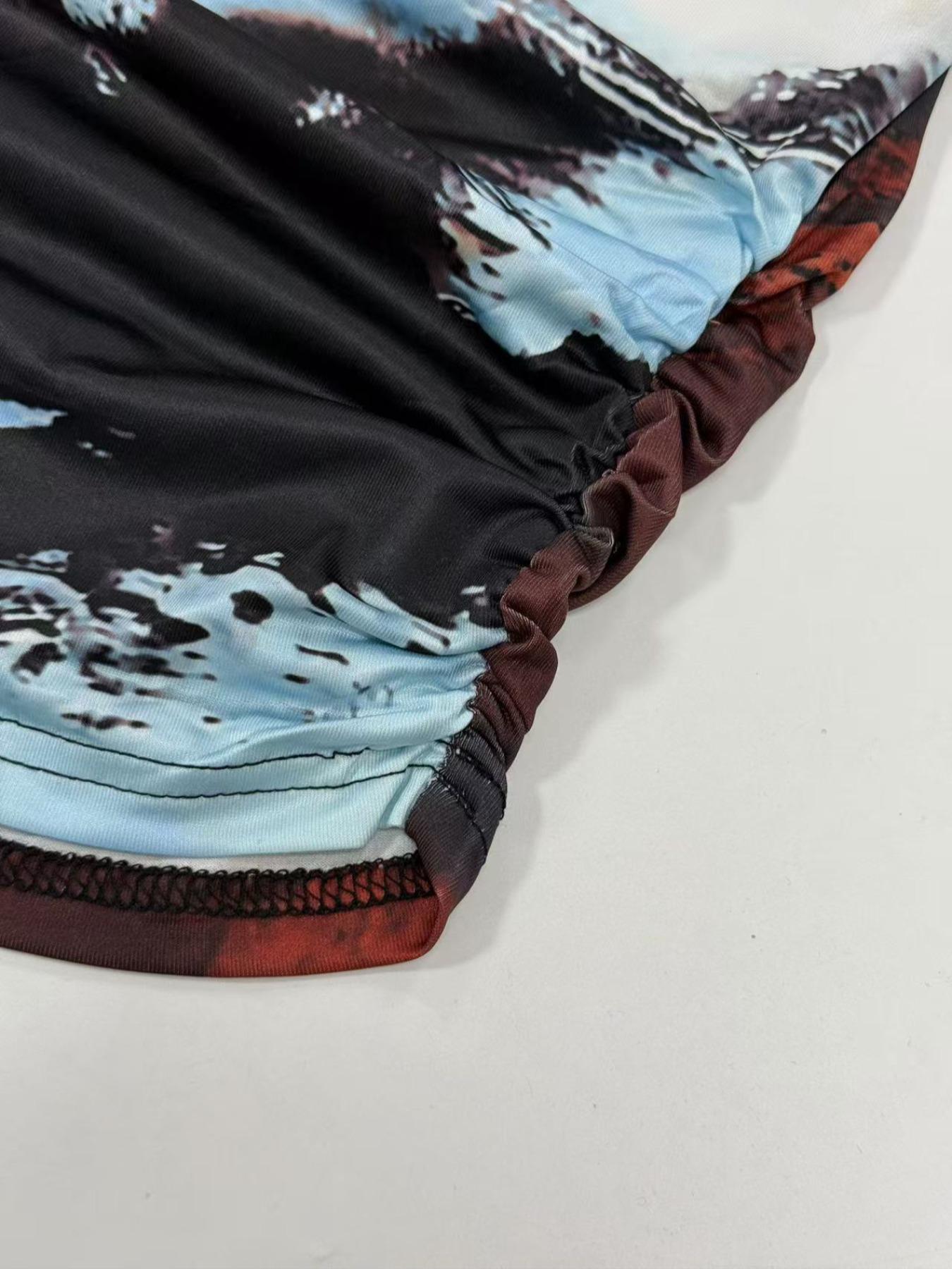 Women's Graphic Print Crop Top & Bodycon Skirt Two-piece Set, Elegant Fashion Casual Top & Skirt for Daily Outdoor Wear, Women's Clothing for Spring & Fall