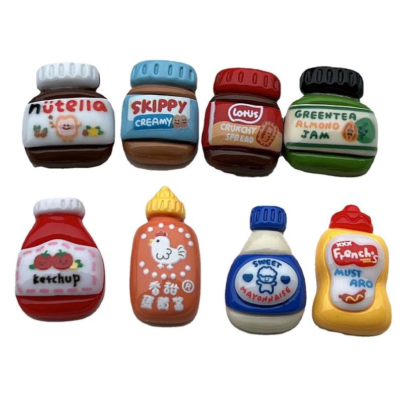 Cartoon Sauce Bottle Design Fridge Magnet, 8 Counts/set Cute Decorative Fridge Magnet,  Kitchen Decoration for Home Dining Room
