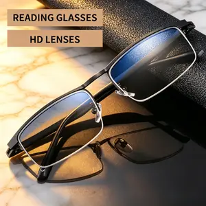 2026 New 2-in-1 Progressive Multifocal Reading Glasses Unisex Lightweight Metal Semi-Rimless 100 400 Degree Daily Wear Stylish Eyeglasses fashion