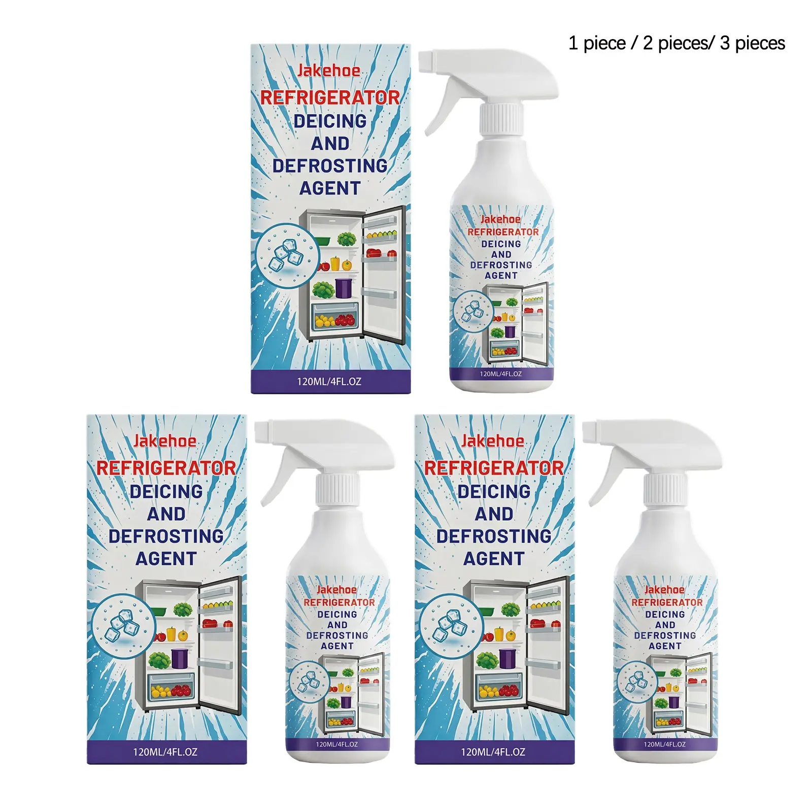 Defrost Spray (120ML/120ML*2/120ML*3), Daily Cleaning Household Refrigerator Freezer Defrost, Easy-To-Use Multi-Function Spray