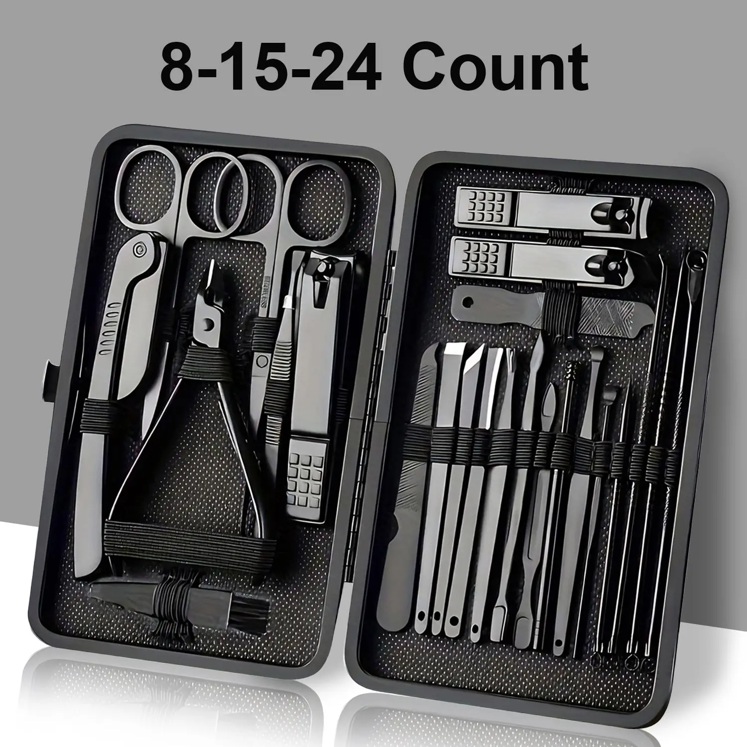 8/15/24-Piece Manicure Pedicure Set, Stainless Steel Nail Clipper Kit for Women and Men, Professional Nail Care Grooming Tools with Portable Travel Case, Fingernail Toenail Care Kit, Birthday Gift