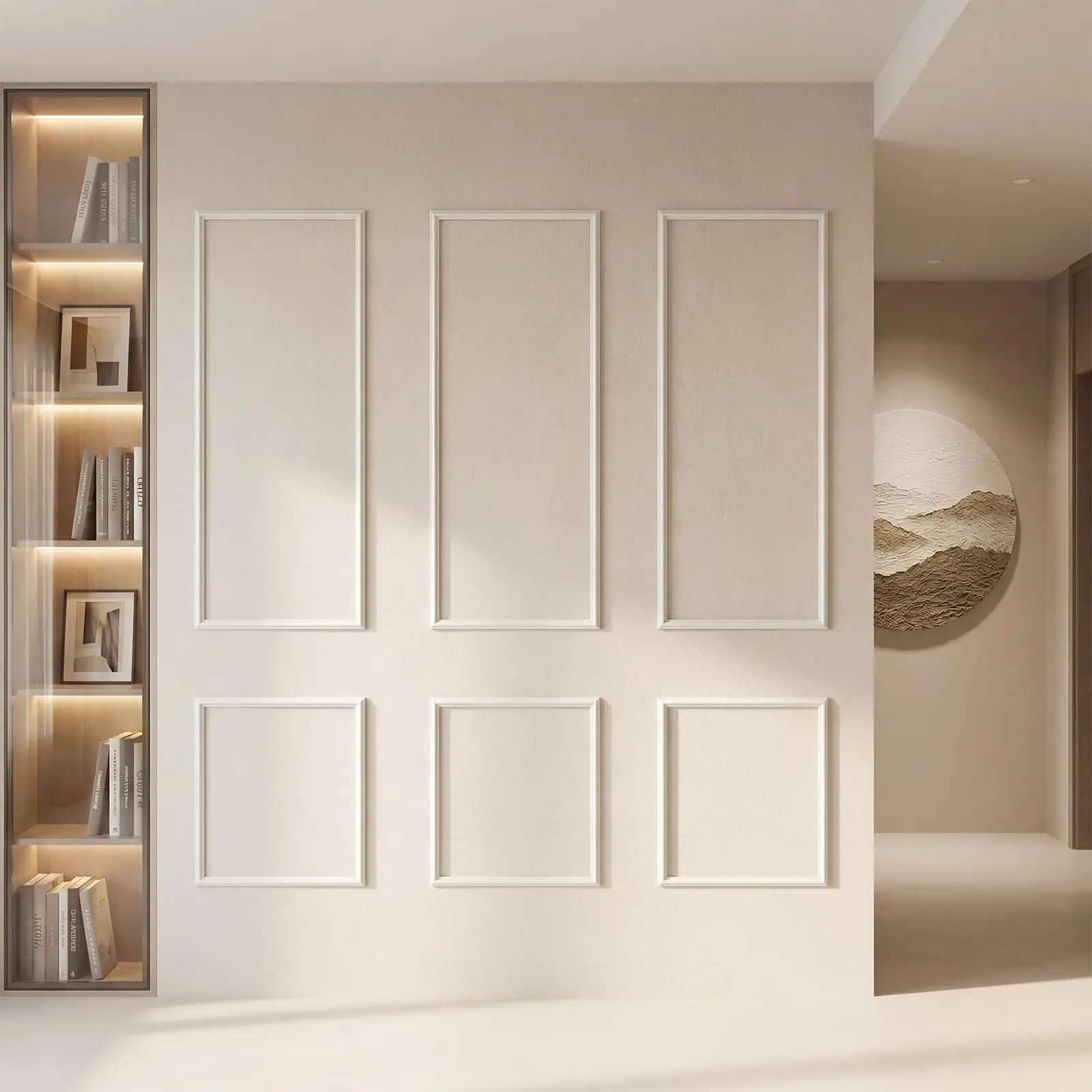 GAOMON Pre-Cut Bilinear Frame Wall Molding Ready-Set Pack - Set Includes 6 Decorative Wainscoting Panels, Glue-On Trim, Interior Wall Accent Decor for Home Living Room, Bedroom