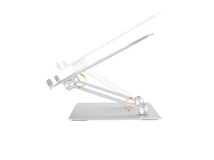 Amazon Basics Ergonomic and Foldable Laptop Stand for Desk, Adjustable Riser, Fits all Laptops and Notebooks up to 17.3 Inch, 10 x 8.7 x 6 in, Silver