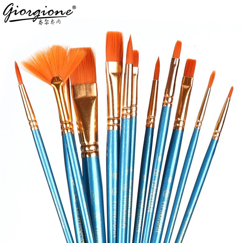 Art Pearlescent Blue Watercolor Brush Pens Set - 12 Nylon Gouache Oil Paint Brushes for Artists, Trendy Art Supplies
