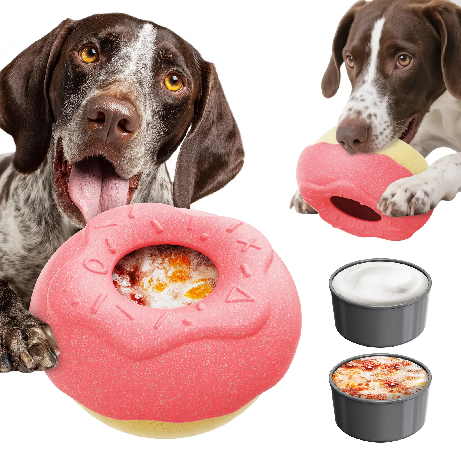 Dudpud 3-in-1 Donut Fillable Freeze Enrichment Dog Treat Dispenser Chew Toy