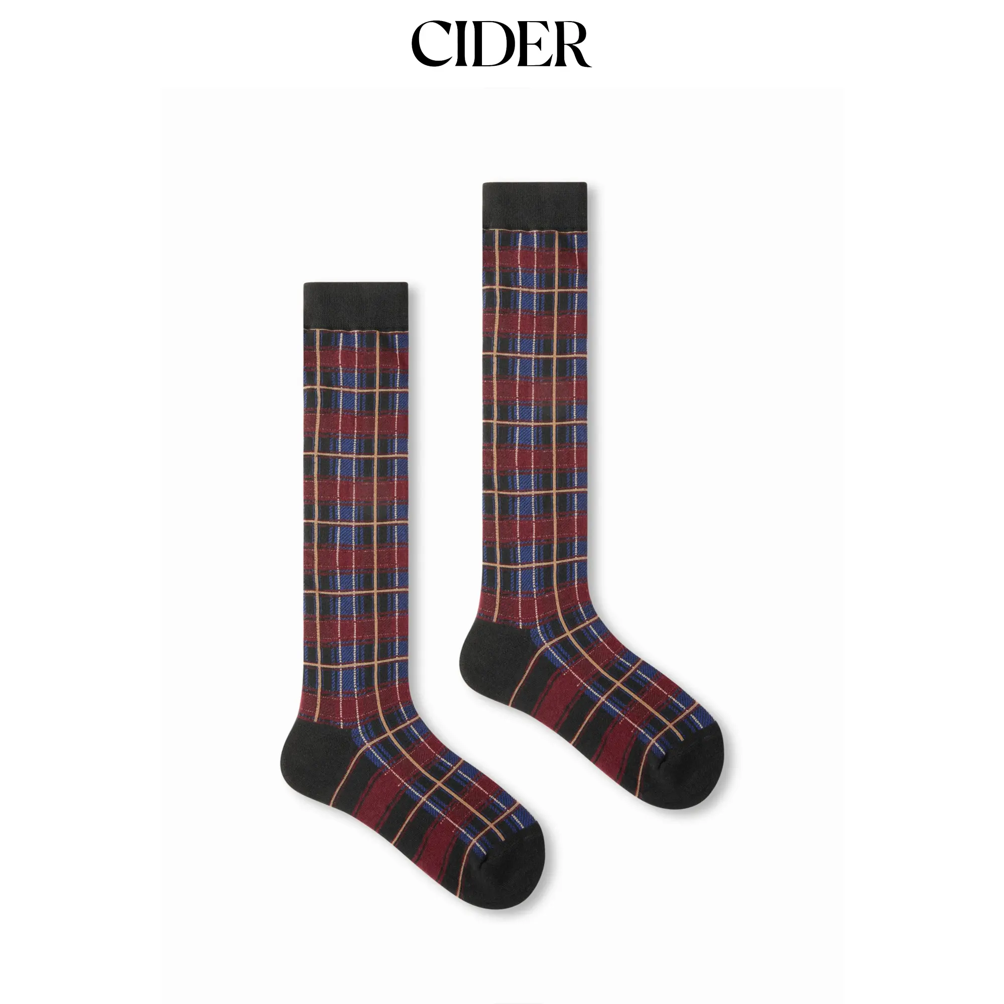 Cider PLAID OVER THE CALF SOCKS