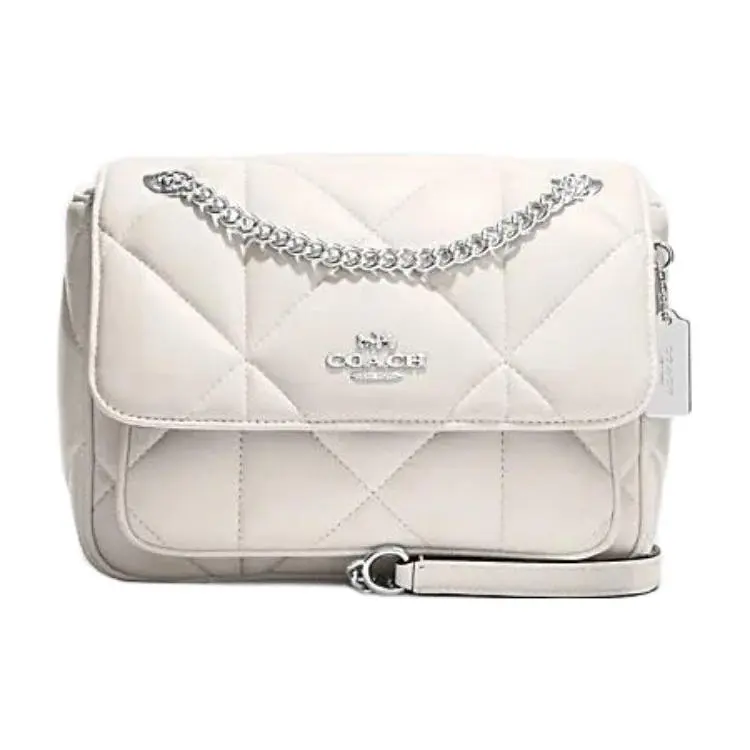 COACH Klare 25 Cloud Bag – Monogram-Quilted Leather Crossbody Handbag for Women, Medium, White