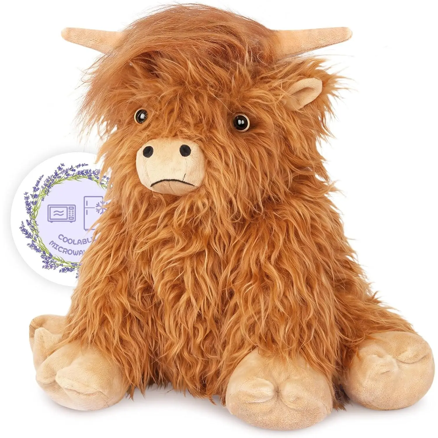 Heatable Coolable Weighted Highland Cow Stuffed Animals Plushie, Microwavable Heating Pad for Period Cramps & Pain, Lavender Scented Cow Plush Toys for Stress, Highland Cow Gifts for Women