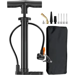 Bike Pump Floor, Advanced Bike Tire Inflator, Bicycle Hand Air Pump with Dual Presta and Schrader Valves, Handheld Pump, Suitable for Road and Mountain Bikes, Baby Stroller, Balls