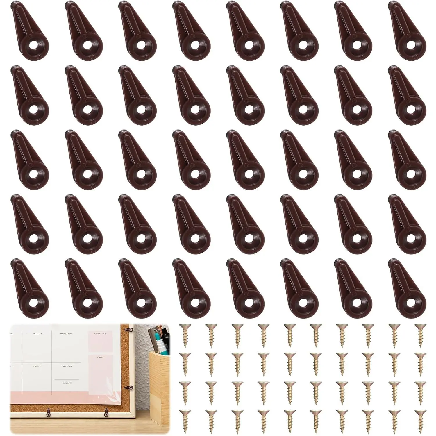 40 Pack Glass Retainer Clips Kit Plastic Glass Panel Retainer Clips with Screws for Cabinet Door GlassWindow Mirrors (Brown)