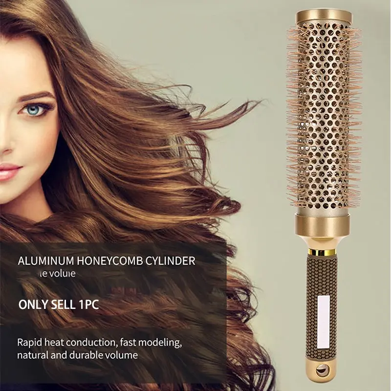 Curling Comb, Professional Hair Styling Brush, Air Aluminum Tube Ceramic Roll Comb, Salon Quality Hair Comb, 1pc/4pcs