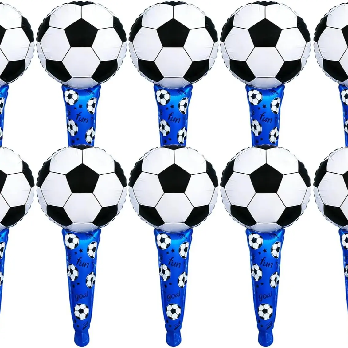10-Piece Football-Themed Handheld Aluminum Foil Balloon Set, Ideal for Sports-Themed Birthday Parties, Football Match Viewing Activities, School Sports Day Giveaways，Souvenirs for football training institutions，small gifts for children’s tournament award
