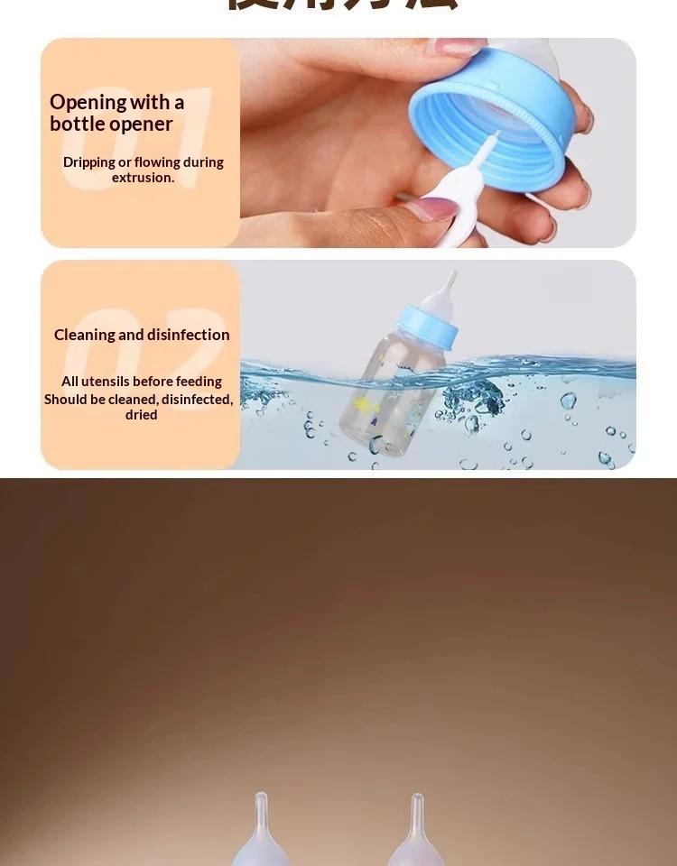 OEM Baby Bottle for Newborn Kittens & Puppies PP Food Grade Silicone Feeder with Cartoon Animal Print Nipple Cat Supplies