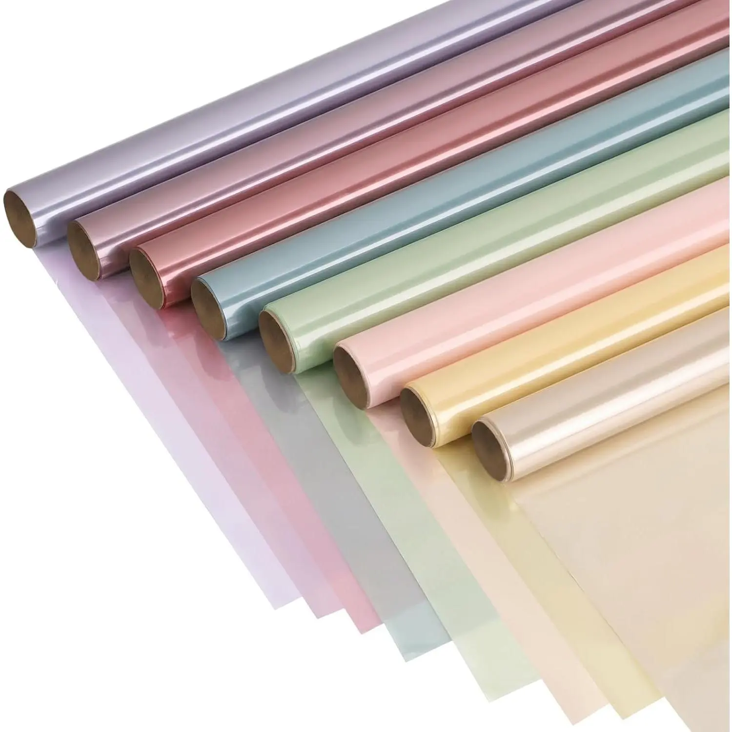8 Rolls Colored Cellophane Wrap for Baskets 34In x 10Ft | Pastel Cellophane Wrap Rolls for Party Decorations Gift Wrapping Bouquet DIY Crafts Project (34" fold into 17")
