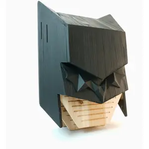 Caped Hero Bat House for Outdoors - Wooden Large Three Chamber Box Perfectly Designed to Attract Bats, Weather-Resistant (Black, 3 Chamber)