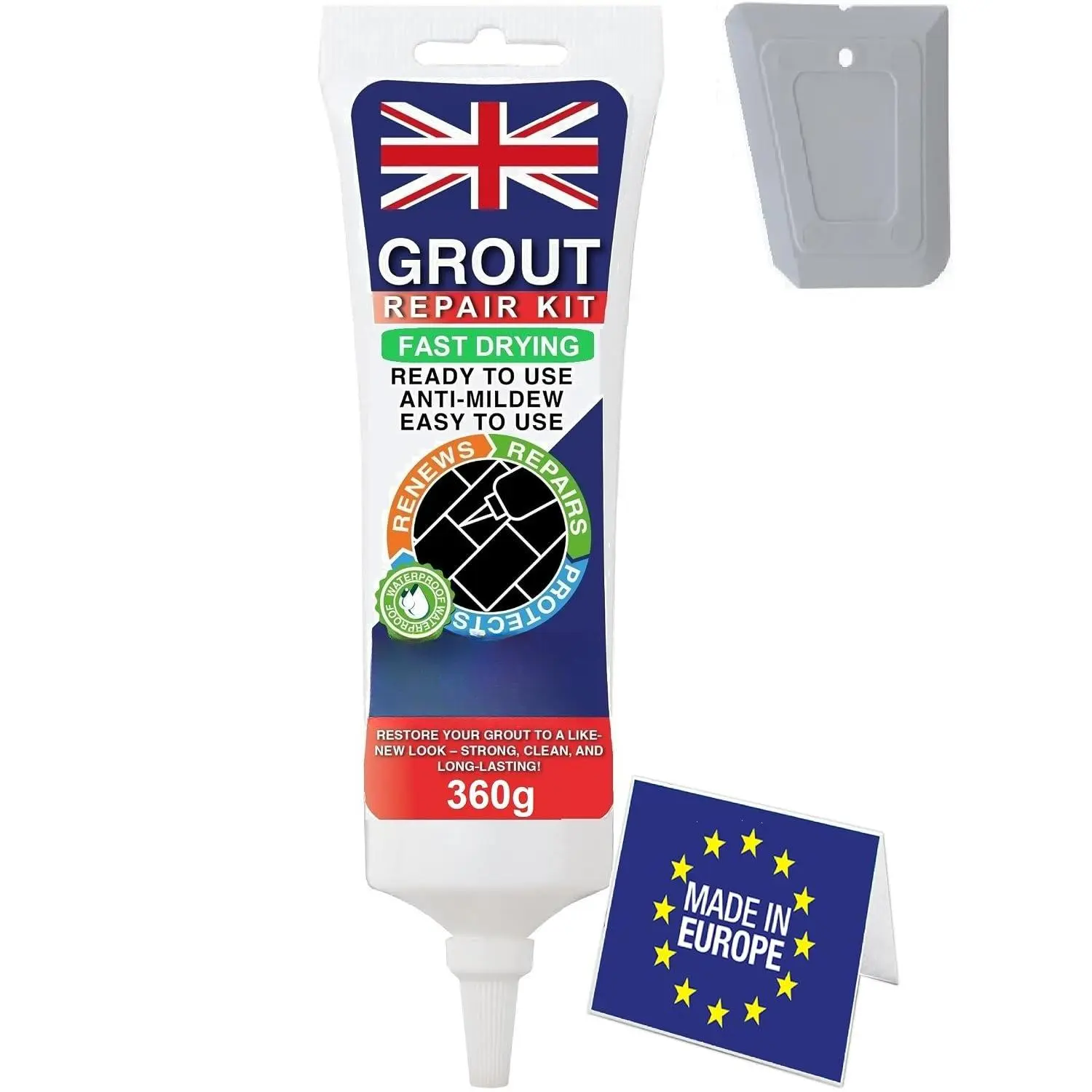 Gray Tile Grout Repair Kit Premixed, 13.4oz/380g  Drying, Extra Volume Premixed  Sanded Grout Filler for Bathroom, Shower, Kitchen, Patio, Window, Gaps & Crack Filler