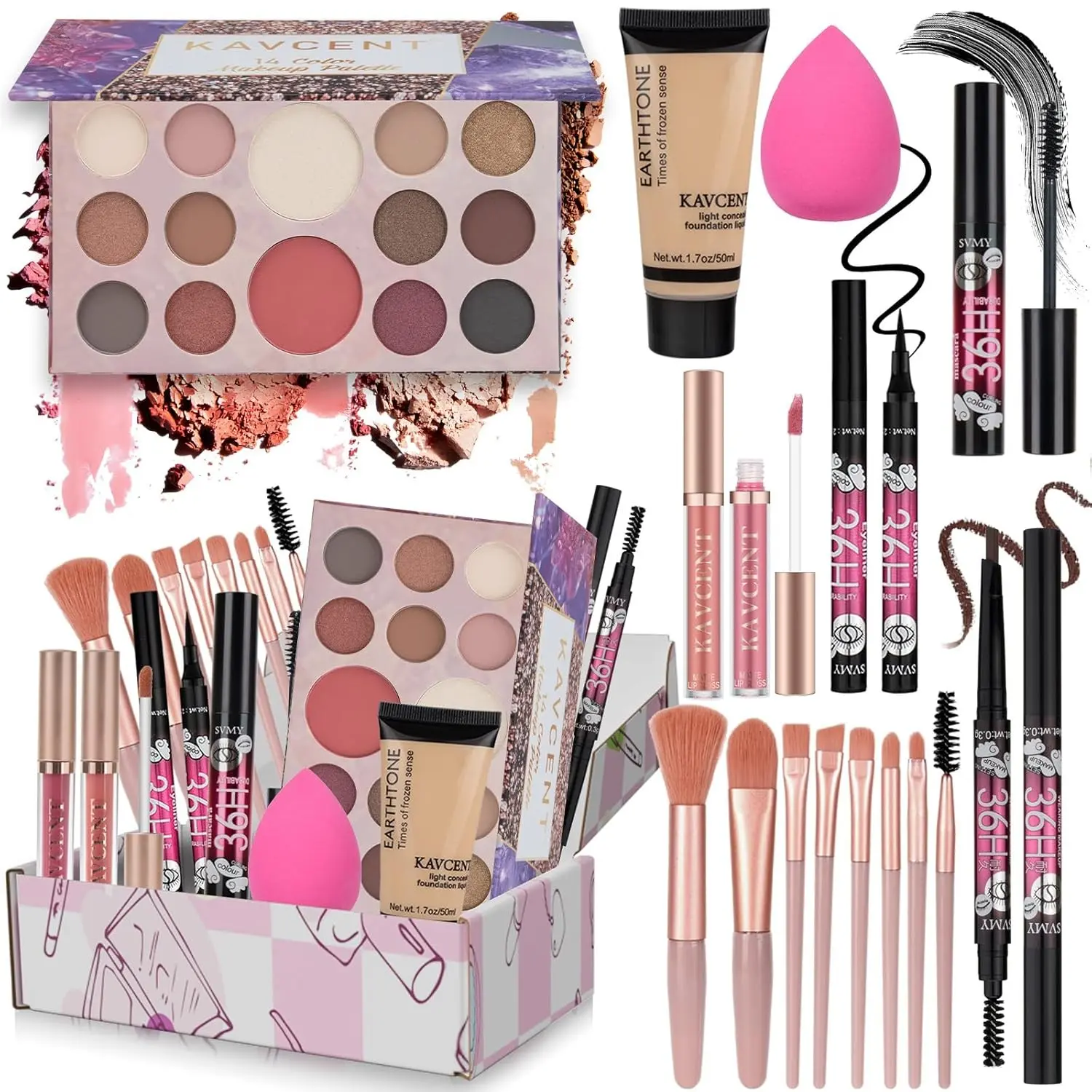Full Makeup Kit with Foundation, Eyeshadow – Perfect Christmas Gift Set for Women, Ages 10-12 Teens
