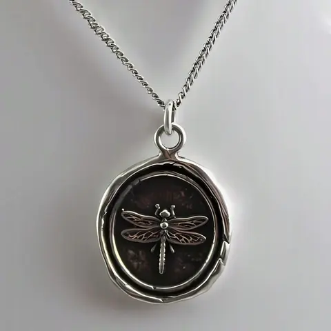 Vintage Punk Distressed Dragonfly Pendant Necklace, Unisex Casual Party Jewelry, Unique Round Design, Perfect for Daily Wear, Costume Necklaces, Chain Necklace, Accessory Necklace, Alloy Pendant Necklace