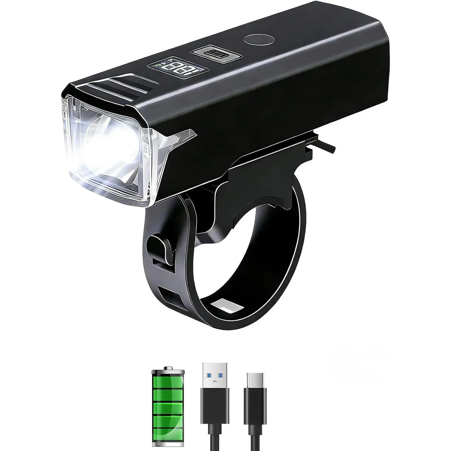 Lights Rechargeable  Headlight High Lumens  Front Light |  Super Bright  Light for Night Riding with Light Sensor, LCD Display, 4 Light Modes, for Men Women