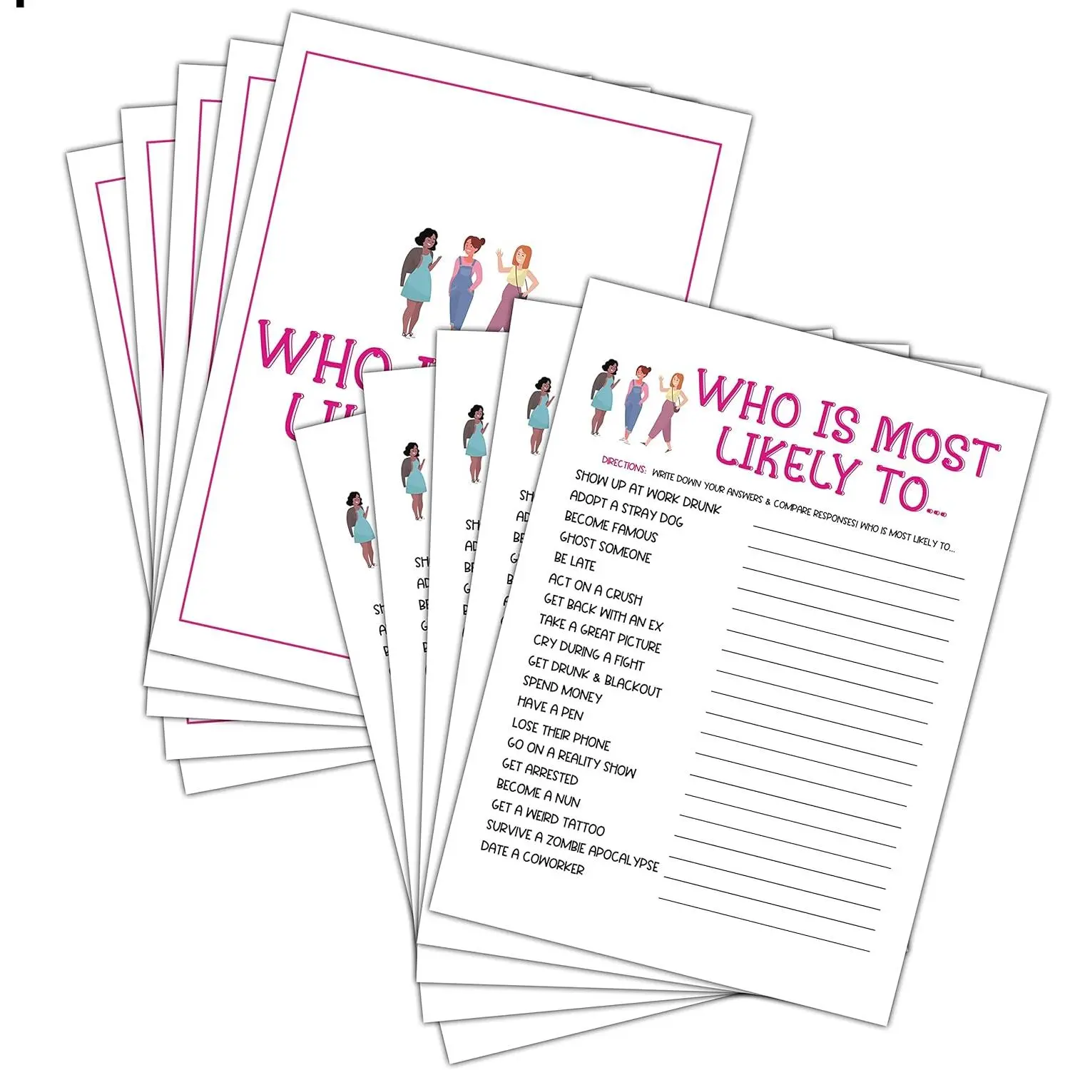 Girls Night Party  - Ladies Night Party  - Who I  Likely To  Pack - Fun Girls Night In/Girls Night  - Bridal Shower or Bachelorette Party  -  for Adults - 30  Cards
