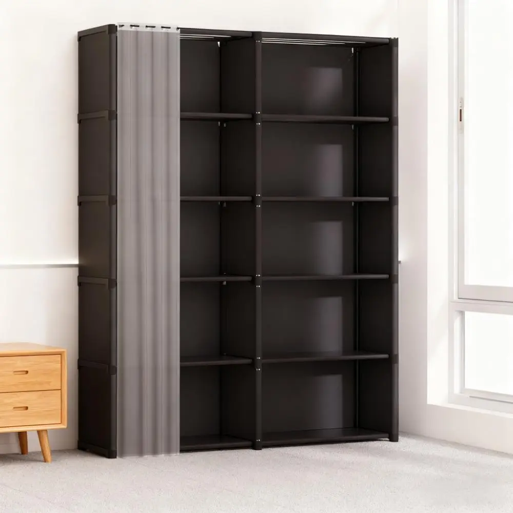 High Metal and Plastic Storage Cabinet with Dust Cover, Ideal for Clothes, Shoes, Accessories, Modern Durable Organizer, Installable Closet System
