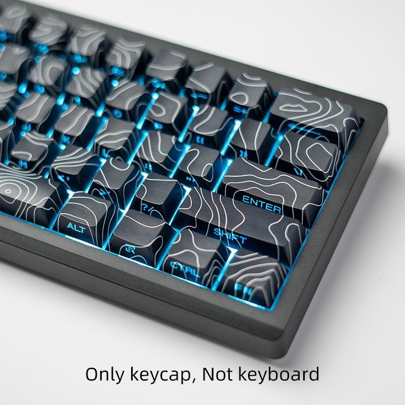 Contour Keyboard Keycap Cherry Blossom Side-Printed Pbt Gaming Accessories, Semi-Transparent Characters Hot-Swappable Compatible 6.25u Spacebar 61 68 75 87 98 99 100 104 108