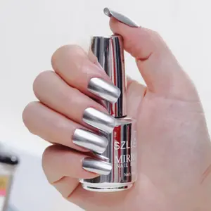 Electroplated Silver Color Nail Art, Export Cross-Border Sexy Style Metallic Mirror Finish Wearable Nails, Mirror Silver Color