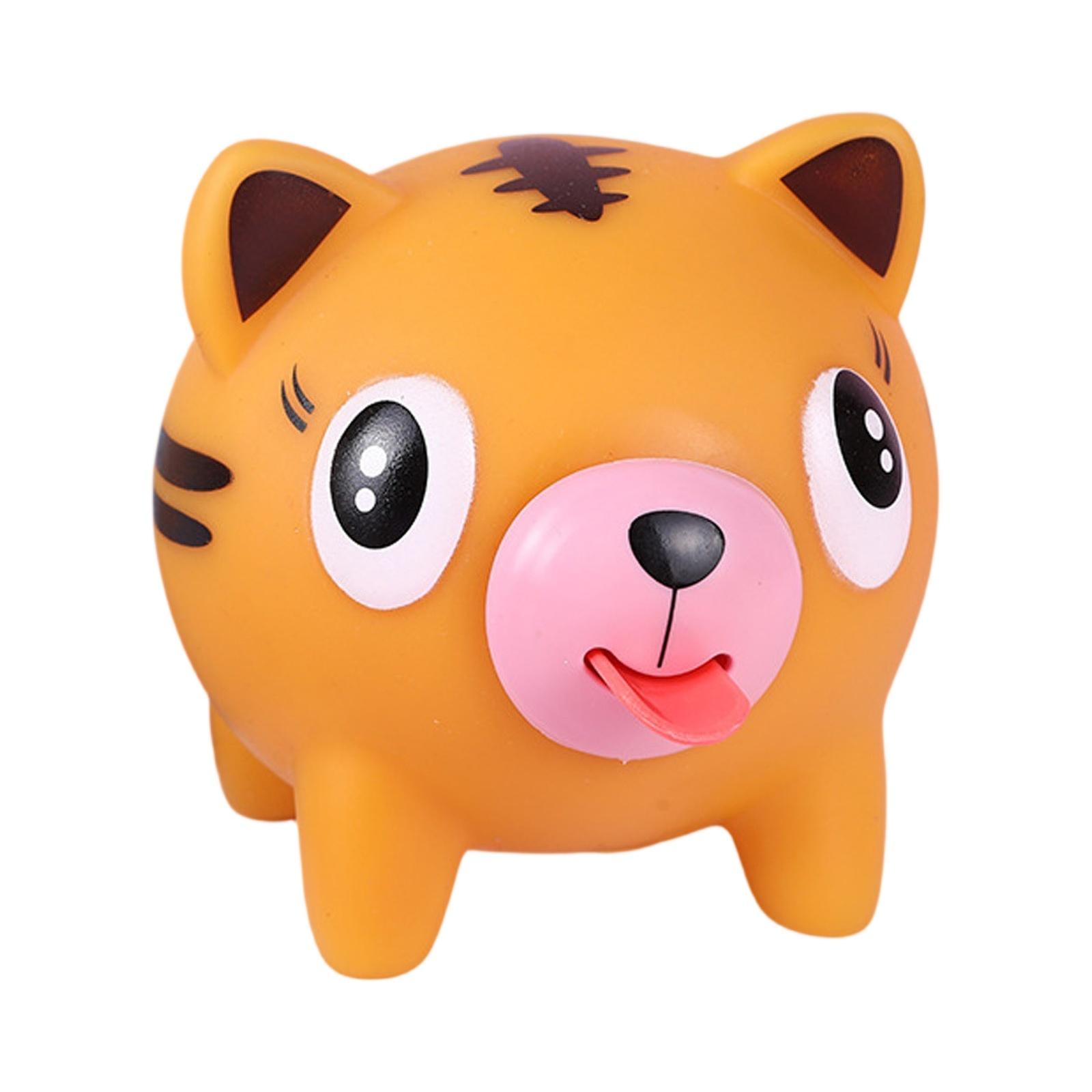 Multicolor Pig Tiger Sound Making Toys Animal Baby Toys Tongue Out Soothing Pressure Soft Cute Elastic Stretch Squeeze Toys Handmade   Mochi Set