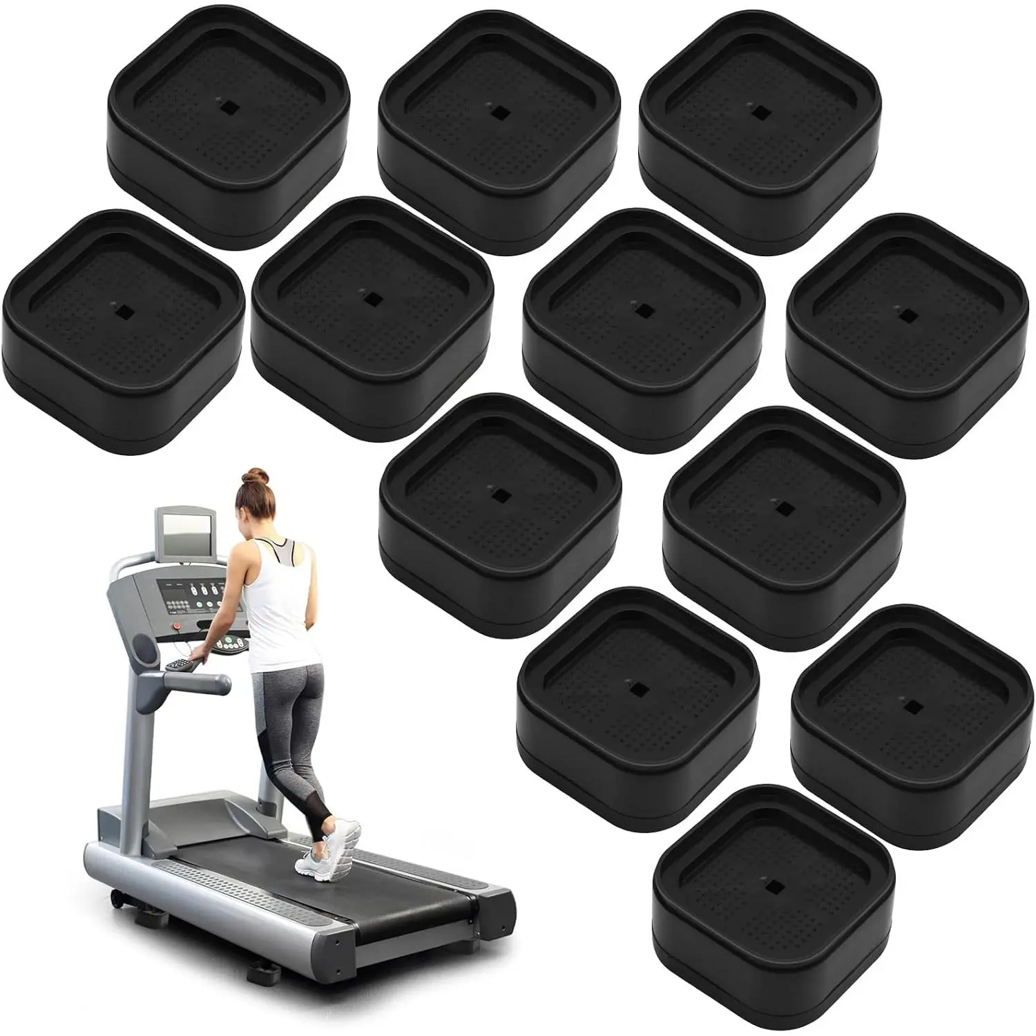 12Pcs Treadmill Incline Riser Blocks Non-Slip Durable Height Adjustable pad |   Treadmill Accessories Walking Pad Incline Blocks Walking Pad Accessories , for Home and Gym(Black)